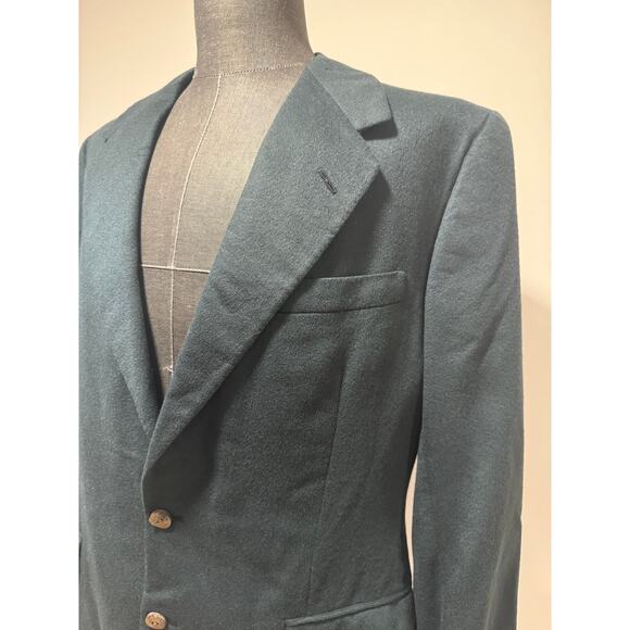 Oxxford Clothes Bauman's Emerald Green Cashmere Suit Jacket Size 42 R JL - Picture 2 of 16